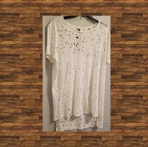 H&M Hole Patterned White Tshirt
